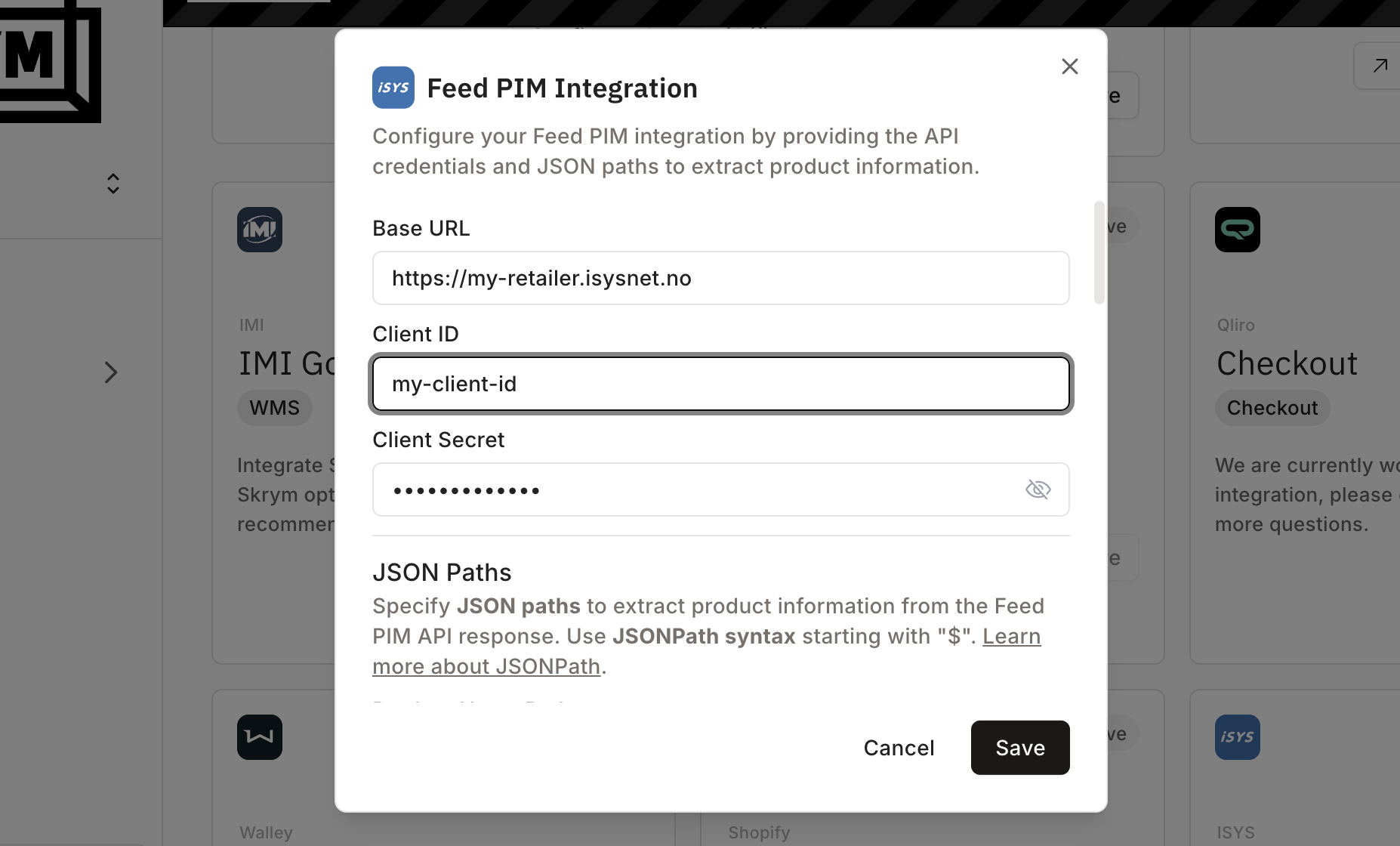 Feed PIM configuration in Scope