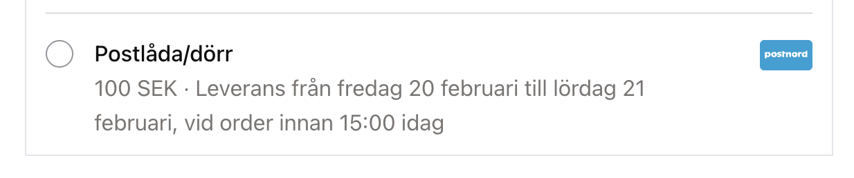 Kustom delivery time example (date range + cutoff)